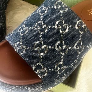 Gucci Slides Denim new with box and dust bag